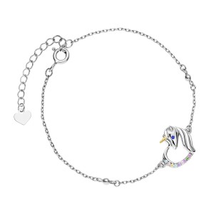 Bratara argint unicorn si inima cu pietre colorate DiAmanti Z1728BGR_MUBL-DIA (Argint 925‰ 1,9 g.)